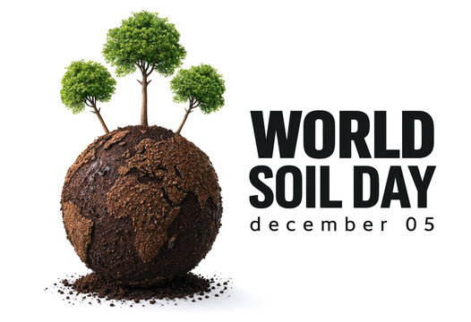 Celebrate world soil day with a creative globe made of soil and small trees illustration