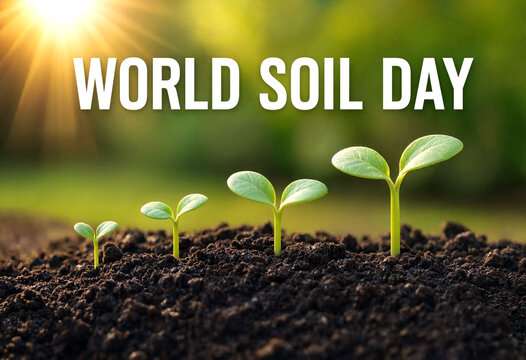 Celebrate world soil day with young green plants growing in healthy soil under sunlight