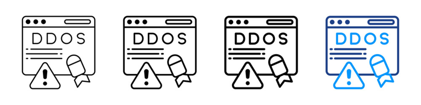 Ddos Attack Icon Different Style Outline Collection Set.