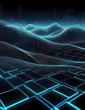 Abstract Futuristic Wireframe Mesh Technology Background
