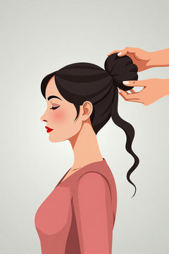 Expert Hairstylist Crafting an Elegant Chignon on Client in Cozy Salon, Radiating Glamour and Confidence