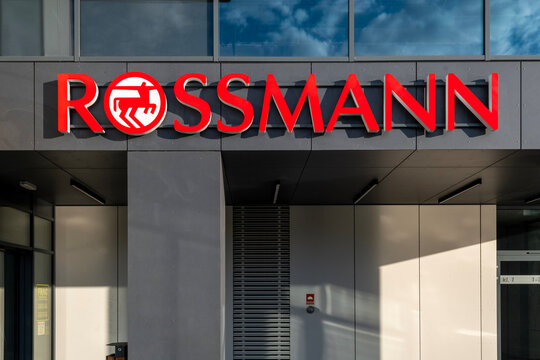 Warsaw, Poland - July 05, 2026: Rossmann drugstore logo on a modern commercial building