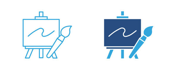 Fototapeta premium Canvas and Paintbrush Icon, Art Class, Painting, Creative Design, Artist Workshop Symbol, Vector Illustration