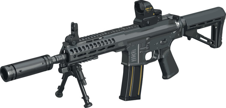 Create A Modern military tactical assault rifle automatic firearm weapon isolated on No background cut out Victor