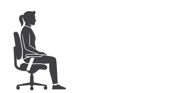 Silhouette of a person sitting correctly in an office chair, promoting good posture and ergonomic comfort, ideal for health, wellness, and workplace design.