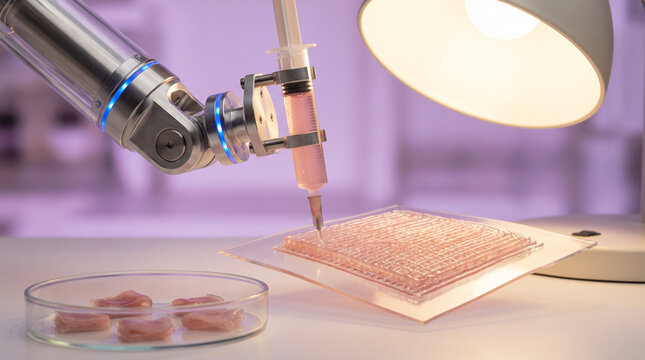Robotic Bioprinter Depositing Multi-Layer Synthetic Skin Matrix