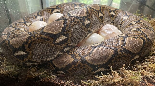 Reticulated Python Egg Incubation, Python Nesting with Eggs in Natural Habitat