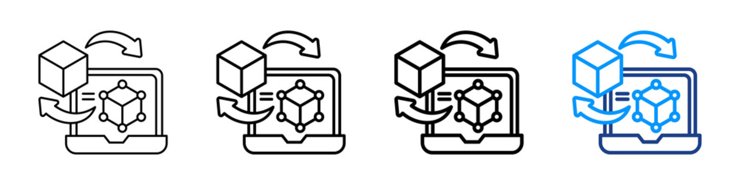 Digital Twin Icon Different Style Outline Collection Set.