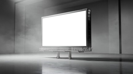 Fototapeta premium Blank Screen Display in Modern Concrete Room with Spotlight.