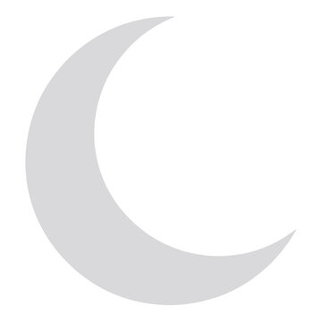 Minimalist crescent moon shape icon graphic on transparent background