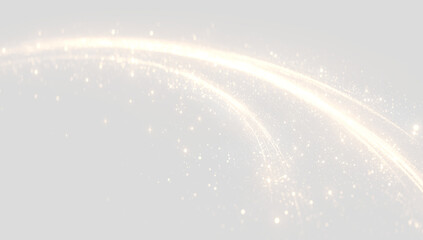 Golden glowing dust png with luminous particles, soft blur effect, sparkling magic shine and abstract dark space background. © Oleg Michalov