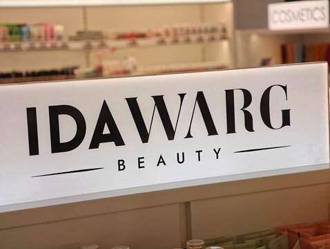 Helsinki, Finland-Nov. 29th 2025: IDA WARG Beauty brand logo store sign