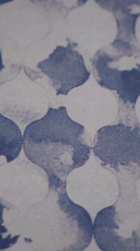Vertical Panning Shot Of Abstract Blue Ogee Tile Pattern Background