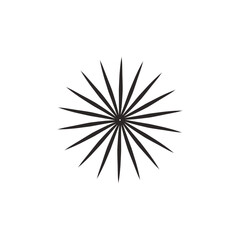Fototapeta premium Abstract Black Starburst Vector Illustration. A minimalist, flat-black geometric starburst featuring sharp radial lines converging into a central point.