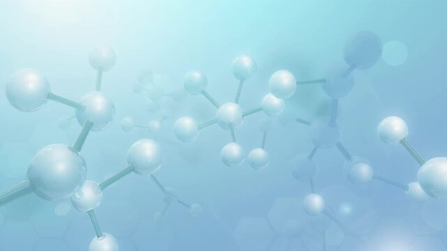 Abstract molecular structure background with connected atoms and chemical bonds in soft blue tones