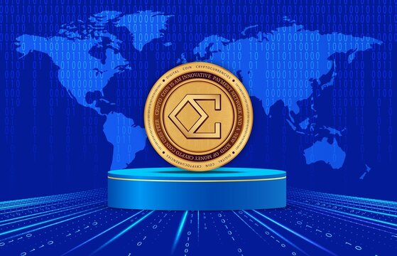 Ethena ENA virtual currency image in the digital background. 3d illustrations.
