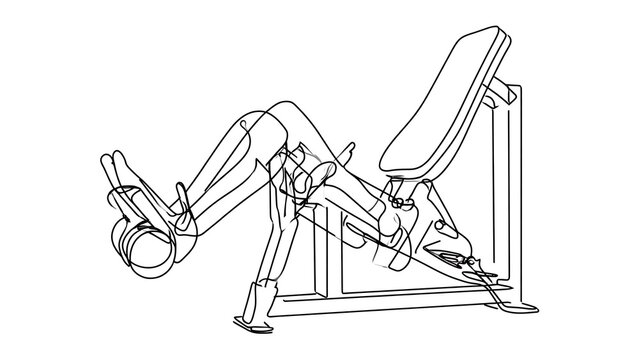 Leg press machine workout illustration white background.