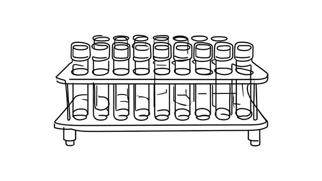 Laboratory test tubes on rack white background.