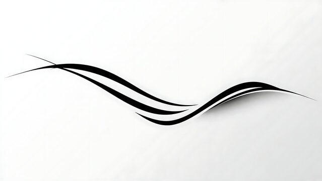 Elegant black wave line art on white background.
