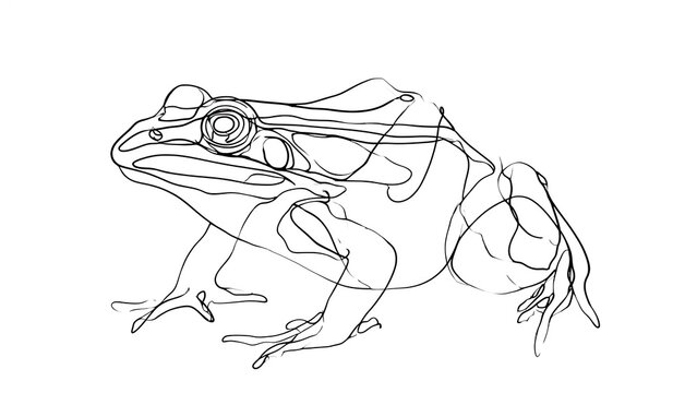 Line drawing of a frog on white background.
