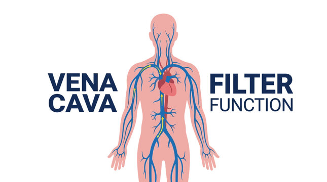 Human Circulatory System Diagram with vena cava veins and heart illustration ideal for medical education, healthcare presentations, and biology textbooks.
