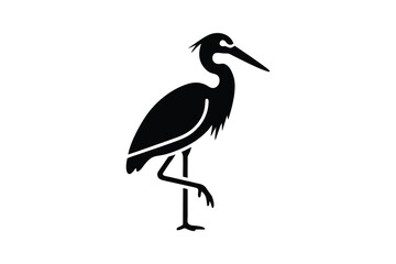 Obraz premium Minimalist Heron Silhouette Vector Icon