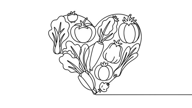 Heart shaped vegetable illustration on white background.