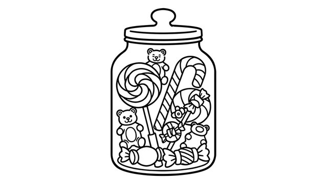 Candy jar illustration on white background.