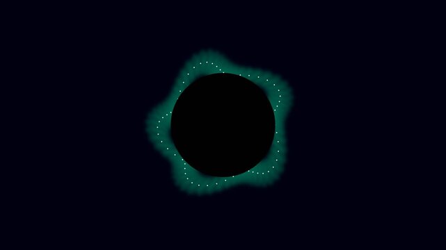 Abstract bioluminescent green corona rings glowing and pulsating on a dark background