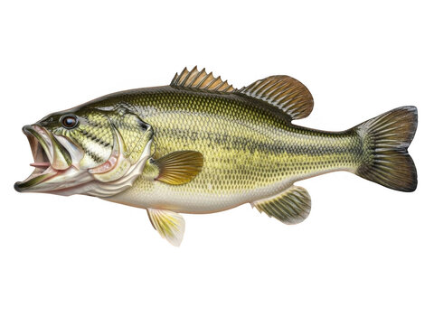 Large mouth bass fish isolated on transparent background