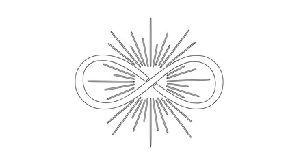 Obraz premium Infinity Symbol with Radiant Light Rays, Outline Drawing, Concept of Eternity and Limitlessness