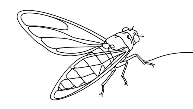 Detailed line art of a fly on white background.