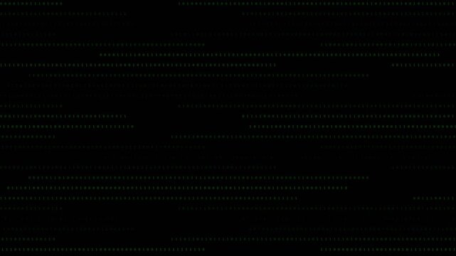 Abstract digital binary code streams with glitch distortion on a black background