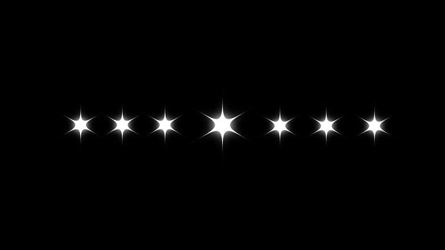Sparkling stars shine animation, twinkling stars motion, white cartoon blinking stars, retro glow effect, flat vector doodle sparkles,black screen chroma key background, 4k