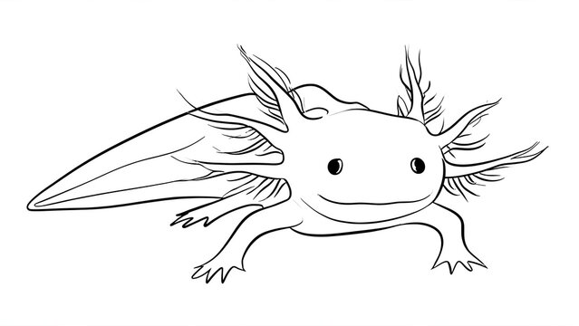 Cute axolotl illustration on white background.