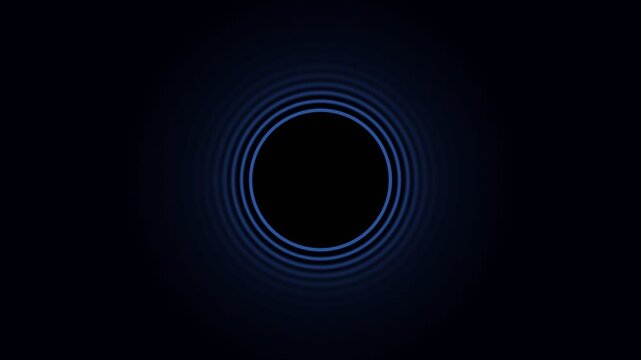 Atmospheric blue neon circles with glowing light effects on a black background for digital art