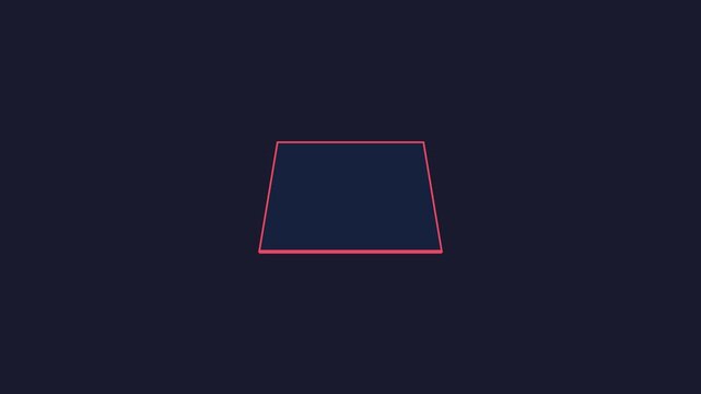Minimalist motion graphics featuring a blue rectangle and pink outline over a navy backdrop