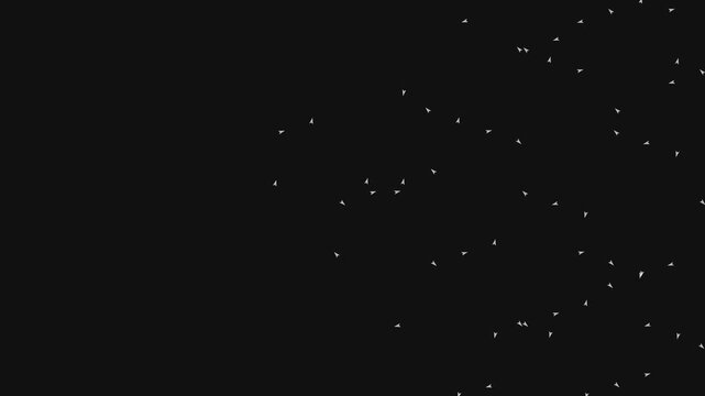 Minimalist motion graphics showing white directional arrows bouncing on a dark background