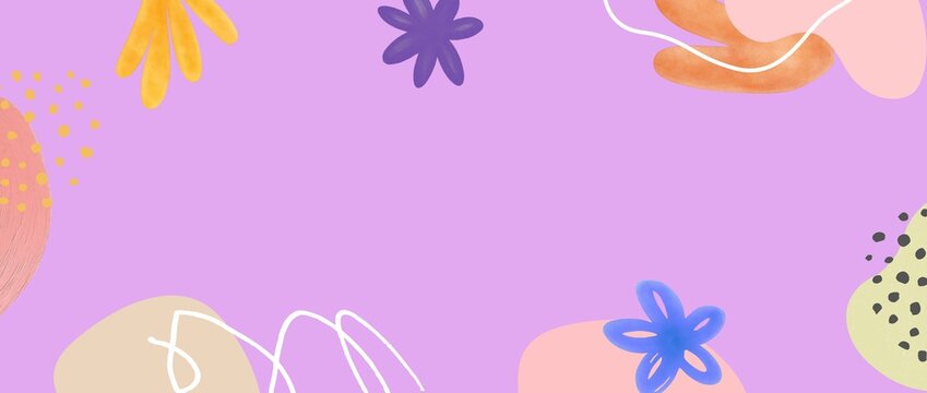 Abstract Purple YouTube Thumbnail Background with Colorful Organic Shapes and Copy Space 