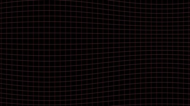 Digital Abstract Wavy Grid Pattern with Red Lines on Dark Background, 4K Seamless Loop