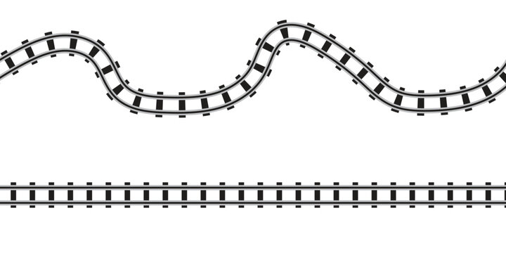 Railway Line, Rails Symbol, Train Tracks Sign, Railroad Pictogram, Railway Track Silhouette. Editable vector illustration.