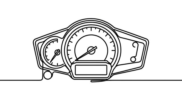 Motorcycle dashboard gauge cluster white background.