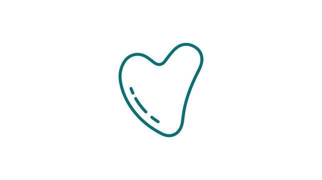 Abstract Heart Shape Gua Sha Tool Line Art