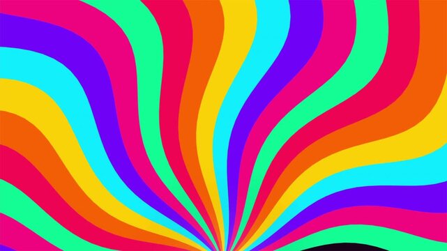 Retro Groovy Sunburst Colorful Wavy Rainbow Motion Graphic Loop