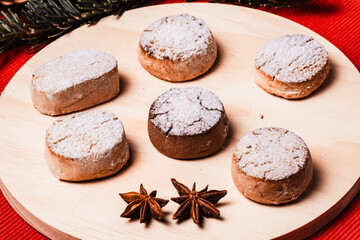 Fototapeta premium Traditional christmas mantecados and polvorones with star anise