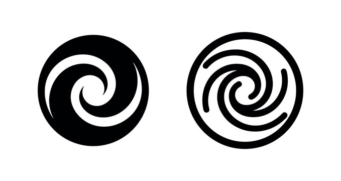 Abstract Spiral Swirl Icon Set in Solid and Outline Style