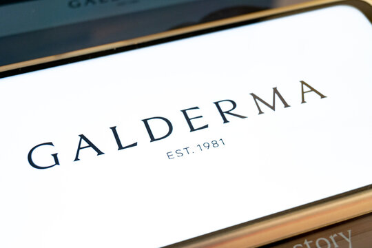 Galderma company logo and brand text on screen