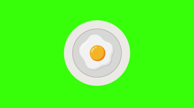 4K Fried Egg On Plate Organic Wobble Loop on Green Screen