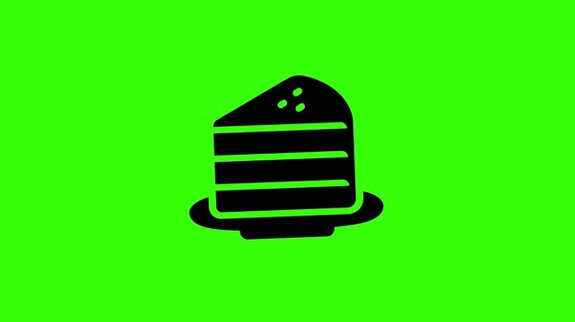 4K Cake Slice On Plate Floating Seamless Loop on Green Screen