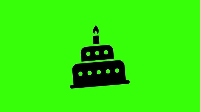 4K Animated Birthday Cake Loop on Green Screen Background